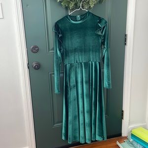 Dark green velvet dress